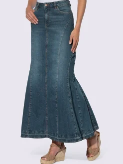 Linea Tesini Jupes<Jupe en jean coupe godet féminine