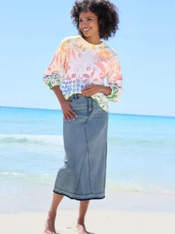 Linea Tesini Jupes<Jupe en jean délavé tendance