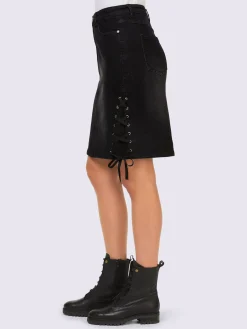 Mandarin Jupes<Jupe en jean lacets sur les côtés