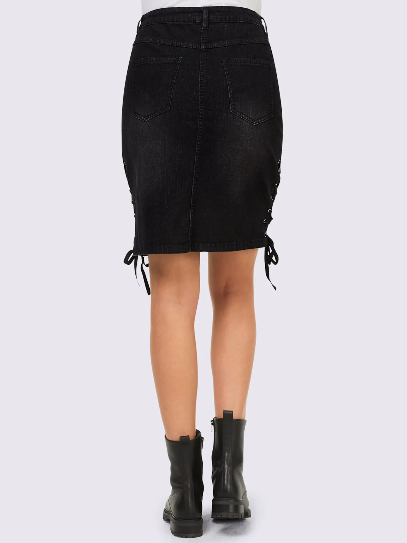 Mandarin Jupes<Jupe en jean lacets sur les côtés