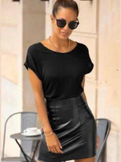 LASCANA Jupes<Jupe en matière synthétique jupe crayon courte en synthétique