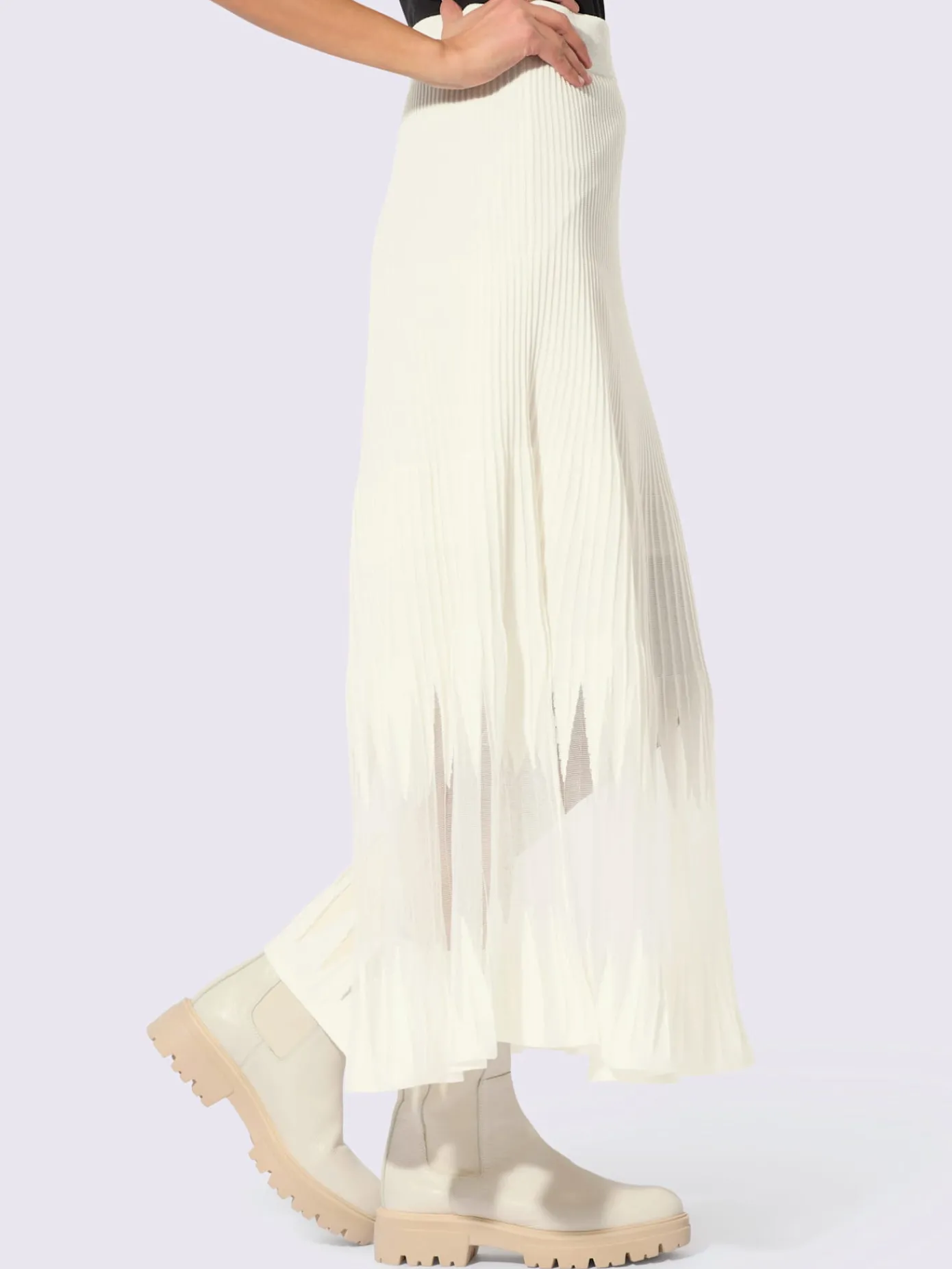 Creation L Jupes<Jupe en tricot coupe en a