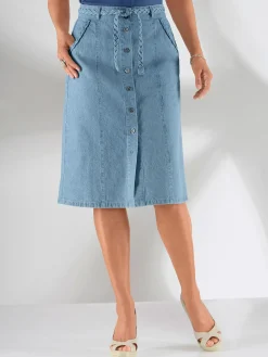 Collection L Jupes<Jupe femme originale effet jean avec boutons