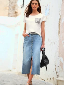 Mandarin Jupes<Jupe longue délavé tendance