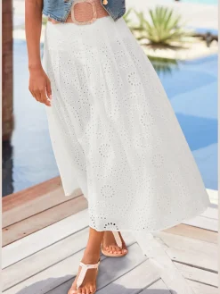 Buffalo Jupes<Jupe longue jupe d'été avec broderie ajourée
