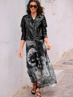 Mandarin Jupes<Jupe maille imprimé mode