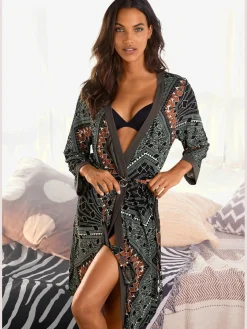 LASCANA Robes De Chambre<Kimono avec ceinture à nouer