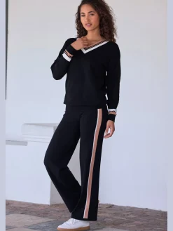 French Connection Pantalons<Large pantalon en tricot avec empiècements