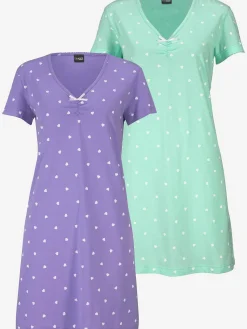 Vivance Dreams Chemises De Nuit<Lot de 2 chemises de nuit courte avec imprimé petits cœurs