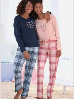 Vivance Dreams Pyjamas<Lot de 2 pyjamas au motif fleuri et à carreaux