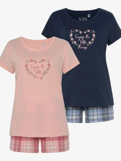 Vivance Dreams Pyjamas<Lot de 2 pyjamas courts au motif fleuri et à carreaux