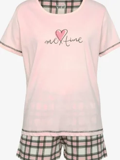 Vivance Dreams Pyjamas<Lot de 2 pyjamas courts avec imprimé devant et short à carreaux