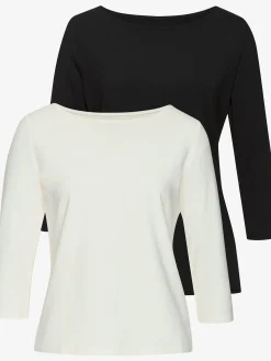 LASCANA T-Shirts<Lot de 2 t-shirts aux manches 3/4