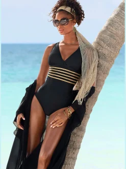 LASCANA Maillots De Bain<Maillot de bain couleur unie avec empiècements couleur or