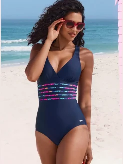 LASCANA Maillots De Bain<Maillot de bain uni avec empiècements imprimés tendance