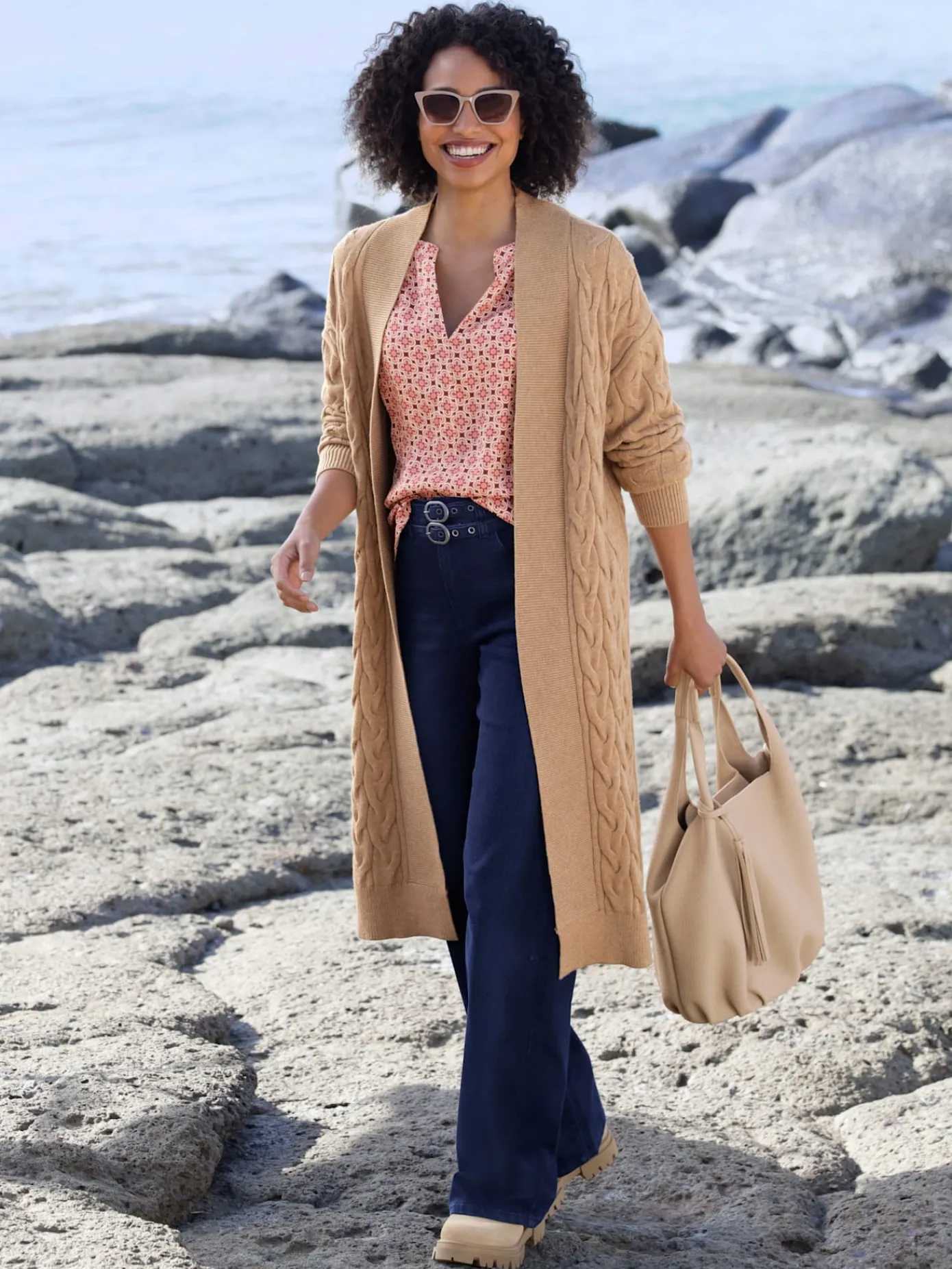 Linea Tesini Manteaux|Gilets Et Cardigans<Manteau en tricot superbe motif torsadé