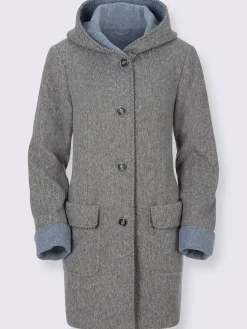 Collection L Manteaux|Vestes<Manteau imitation laine poches plaquées à rabat avec capuche