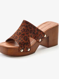 French Connection Mules<Mules tendance en cuir de qualité et imitation bois mode