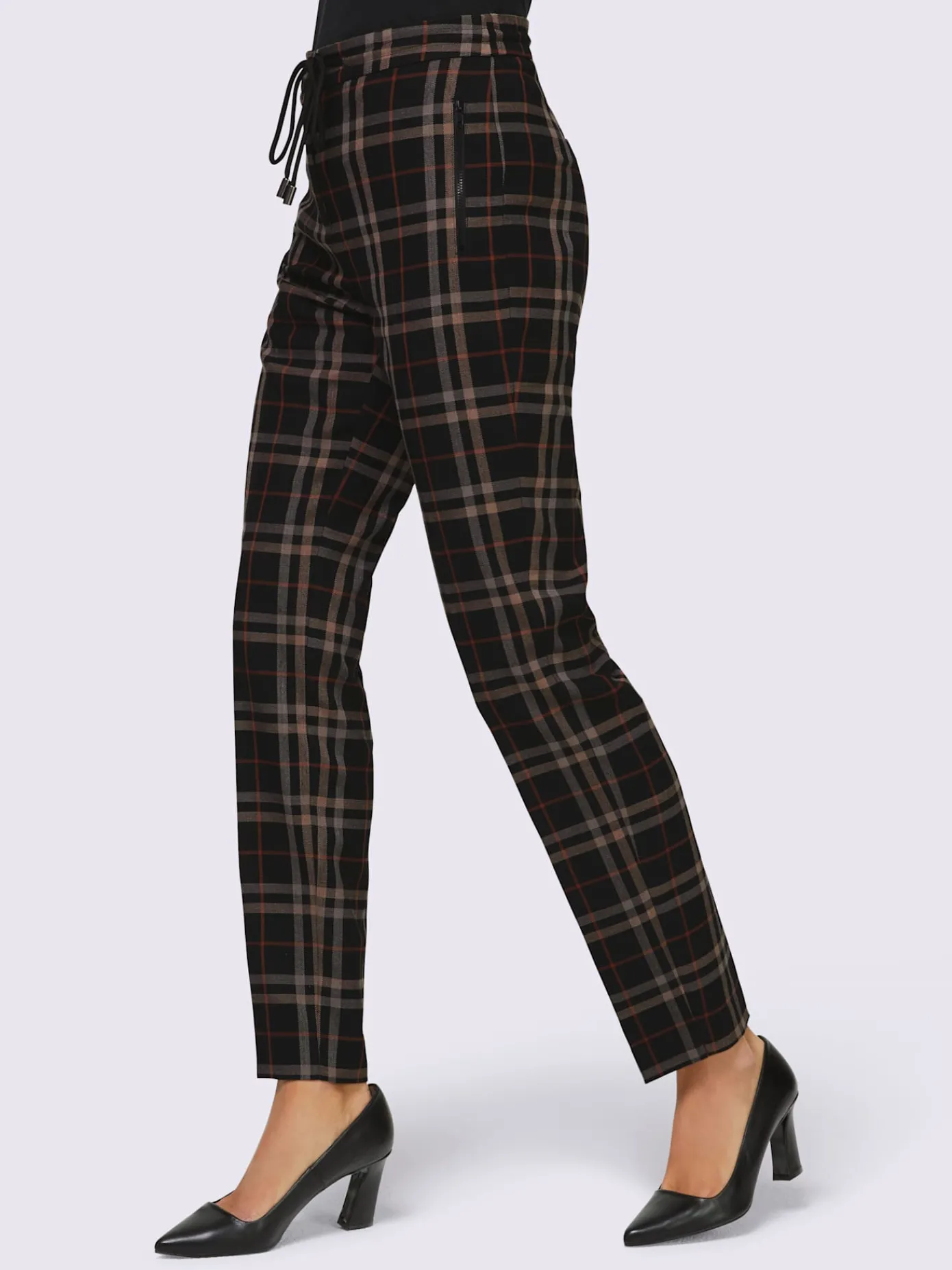 Rick Cardona Pantalons<Pantalon à carreaux ceinture élastique, coulisse et lien à nouer