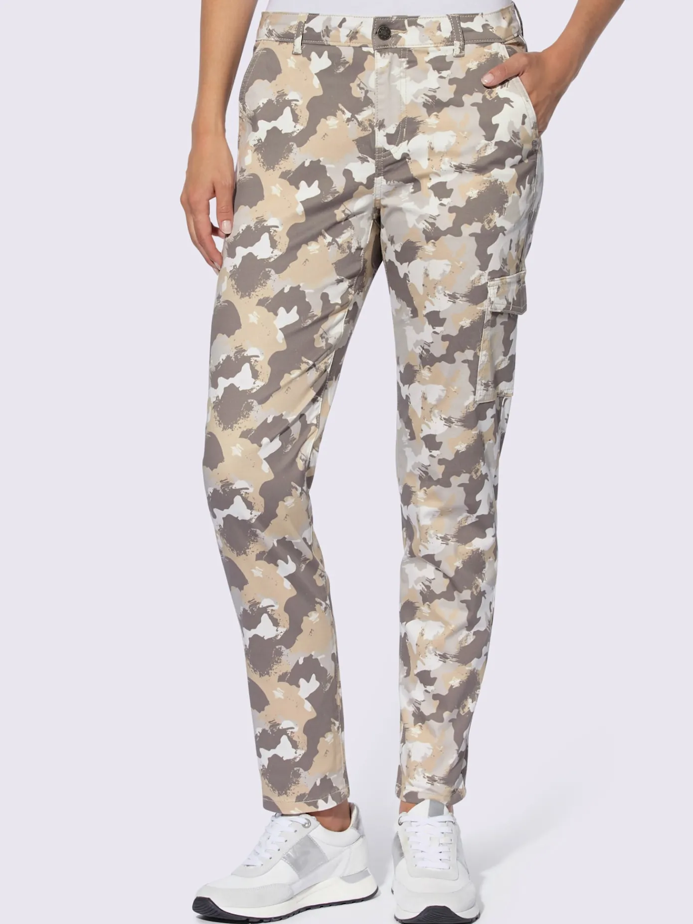 Mandarin Pantalons<Pantalon cargo motif camouflage tendance