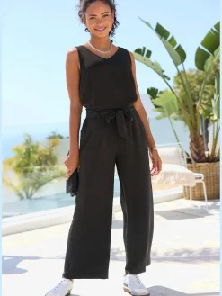 Vivance Pantalons<Pantalon ceinture élastique avec bordure volantée au dos