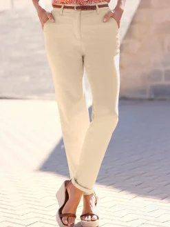 Pantalons<Pantalon chino satin coton