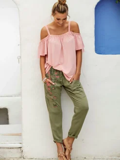 Pantalons<Pantalon décontractée imprimé fleurs et papillons