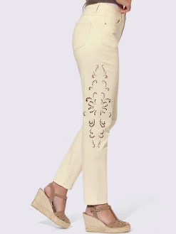 Linea Tesini Pantalons<Pantalon empiècement en dentelle transparent sur les côtés