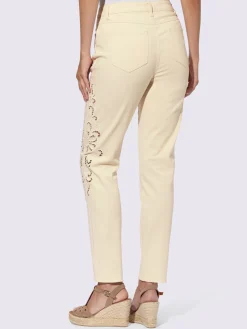 Linea Tesini Pantalons<Pantalon empiècement en dentelle transparent sur les côtés