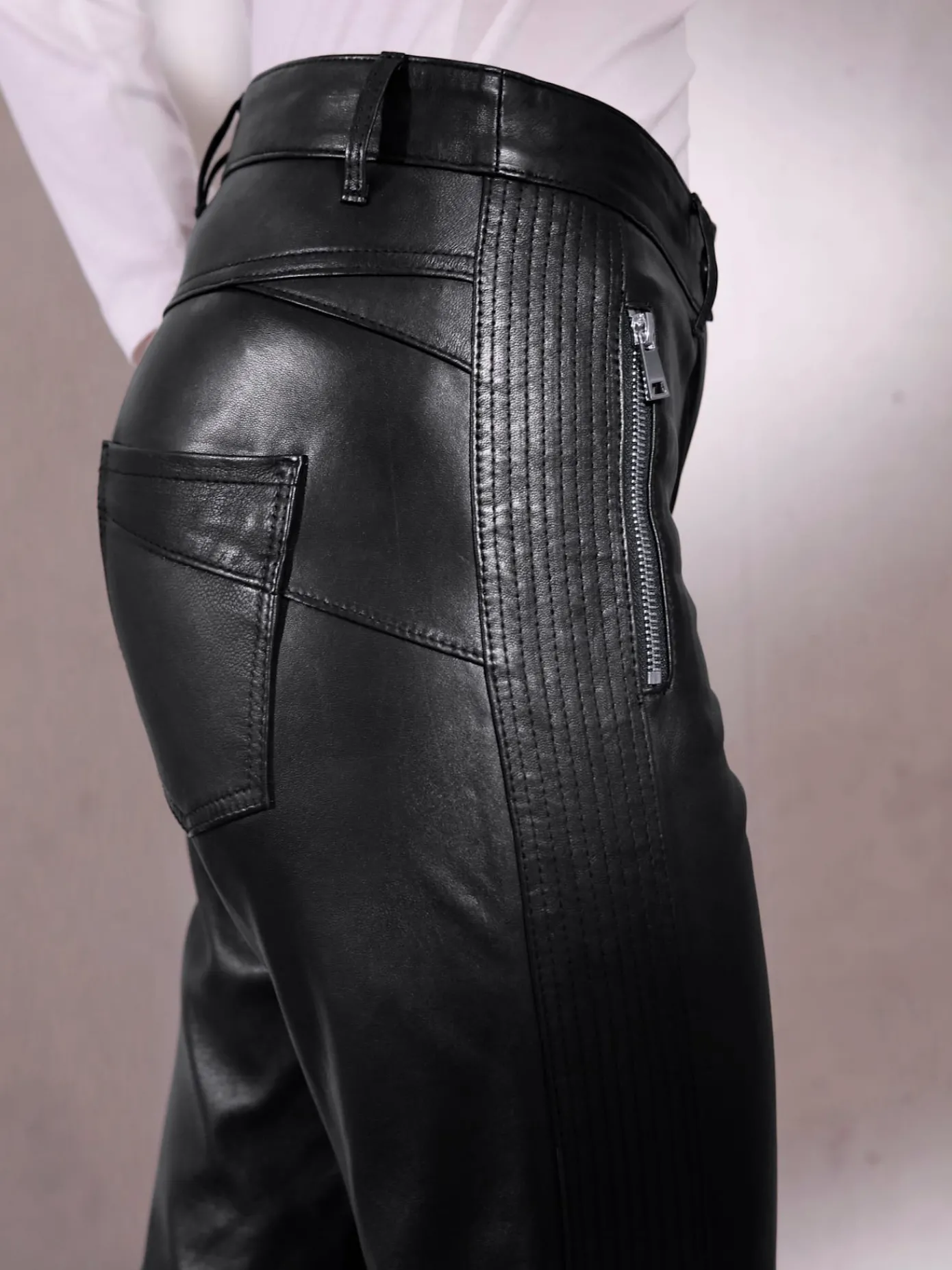 Mainpol Pantalons<Pantalon en cuir cuir agneau nappa véritable