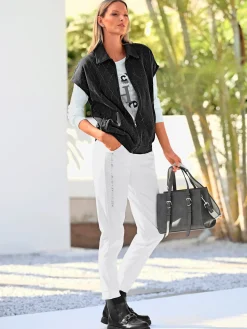 Rick Cardona Pantalons<Pantalon en jersey imprimé couleur argent sur la couture latérale