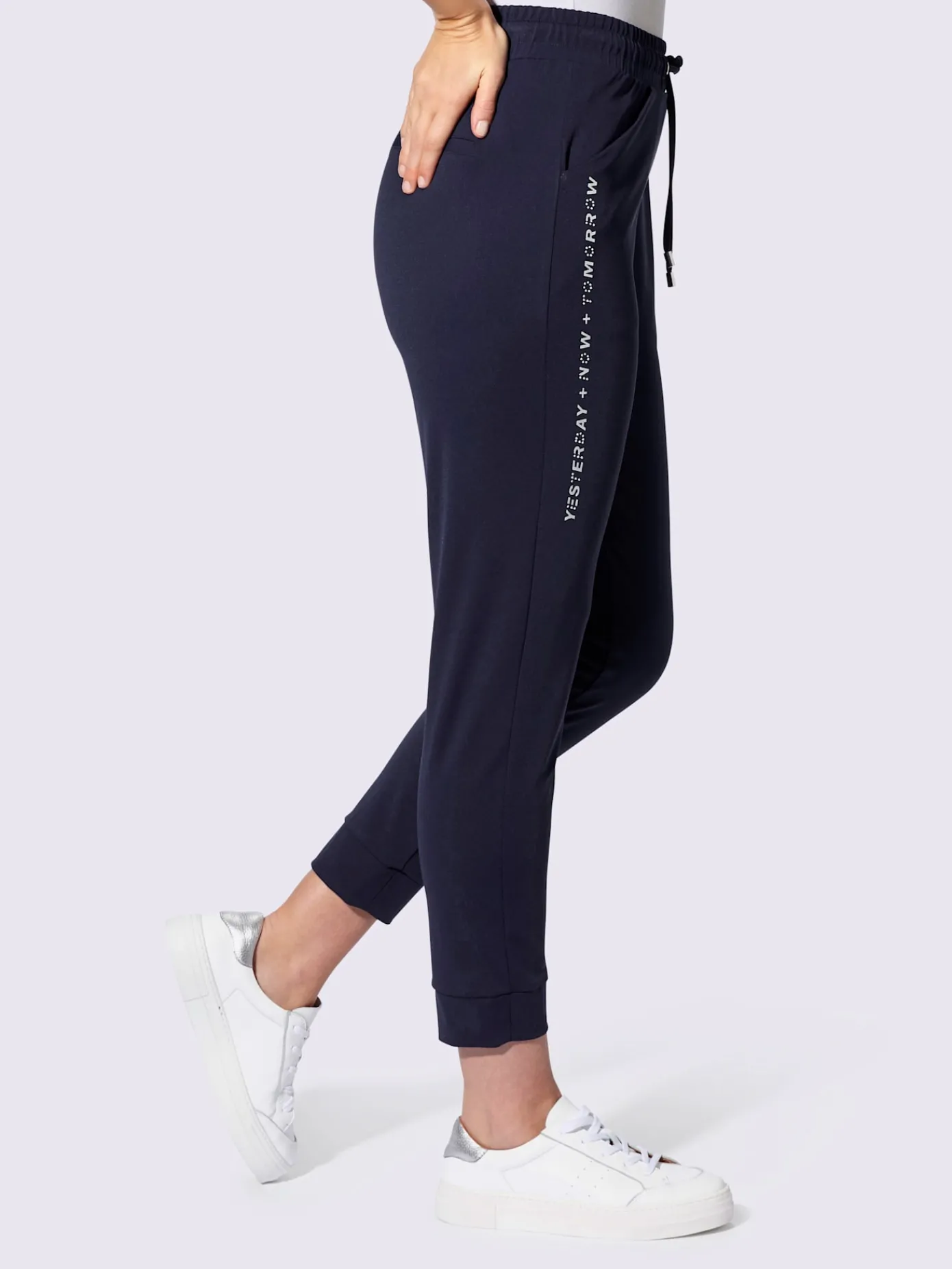 Rick Cardona Pantalons<Pantalon en jersey imprimé couleur argent sur la couture latérale