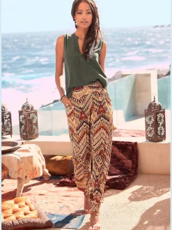 LASCANA Pantalons<Pantalon en jersey pantalon d'été léger avec imprimé ethnique