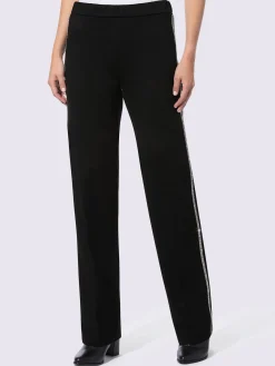 Rick Cardona Pantalons<Pantalon en jersey rayures galon avec petites pierres brillantes fantaisie