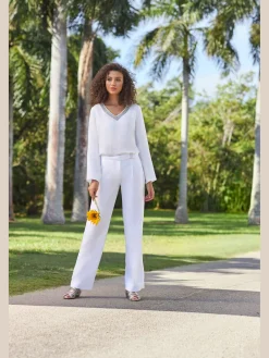 Rick Cardona Pantalons<Pantalon en lin jambes larges