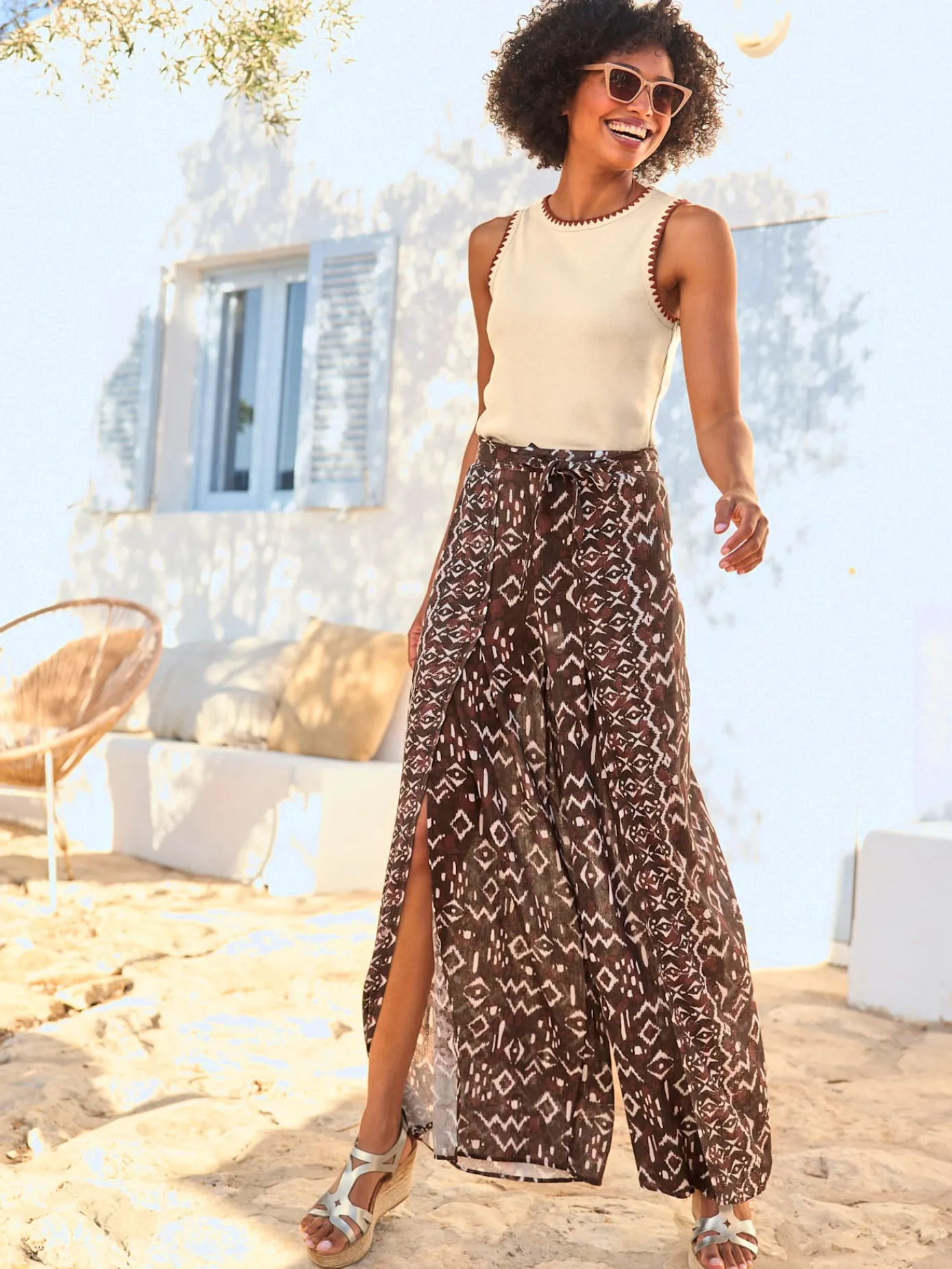 Linea Tesini Pantalons<Pantalon imprimé ethnique mode