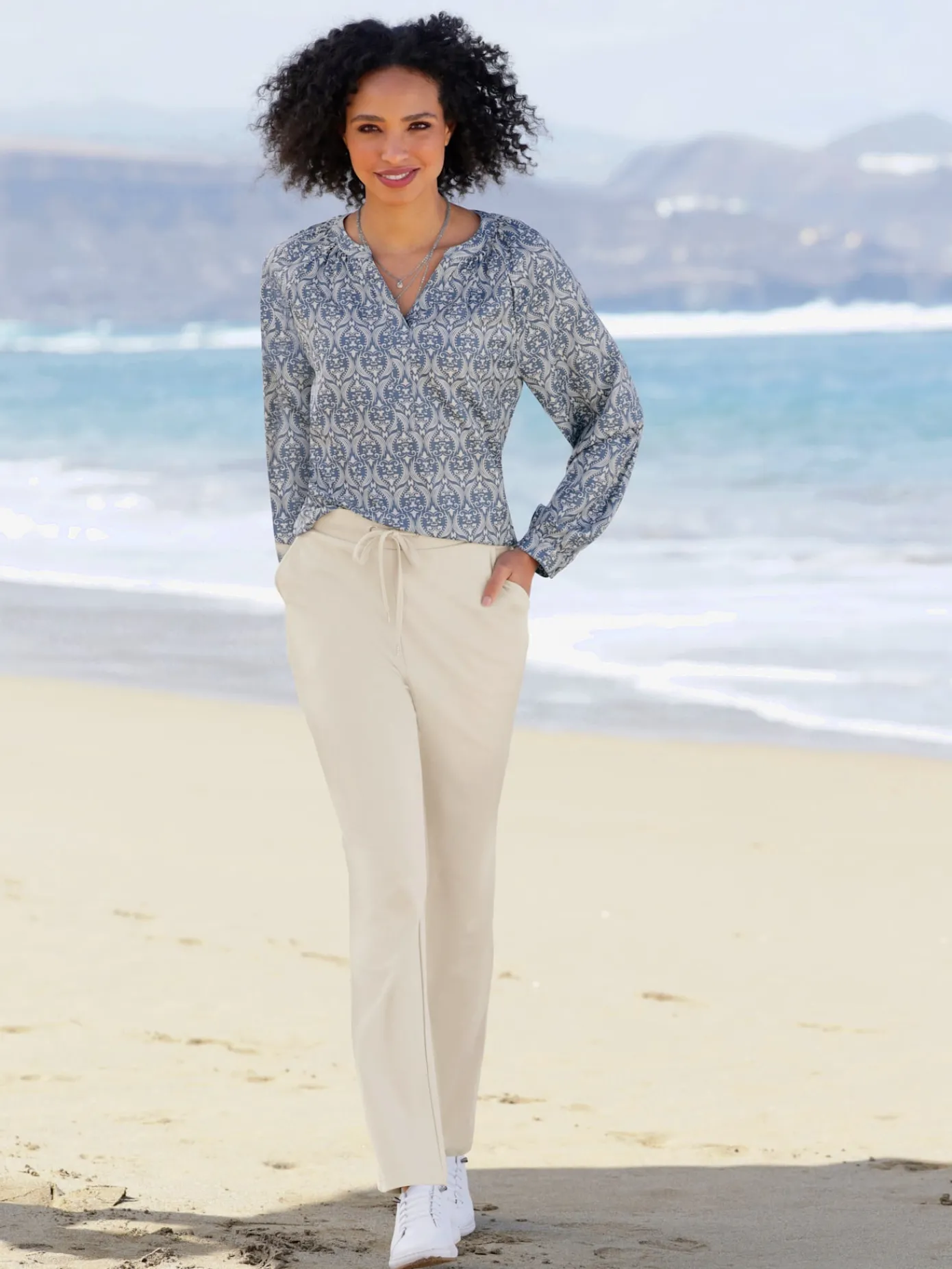 Linea Tesini Pantalons<Pantalon jogpant ceinture élastique, coulisse et lien à nouer