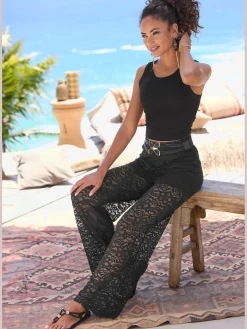 LASCANA Pantalons<Pantalon large ceinture élastique