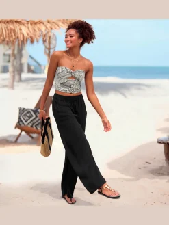 s.Oliver Pantalons<Pantalon large élastique latéral à la ceinture