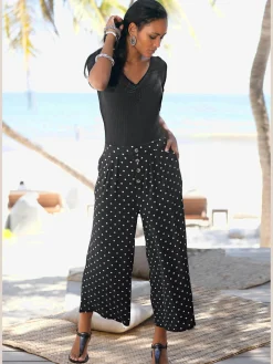 LASCANA Pantalons<Pantalon large pantalon d'été 7/8 avec ceinture élastique