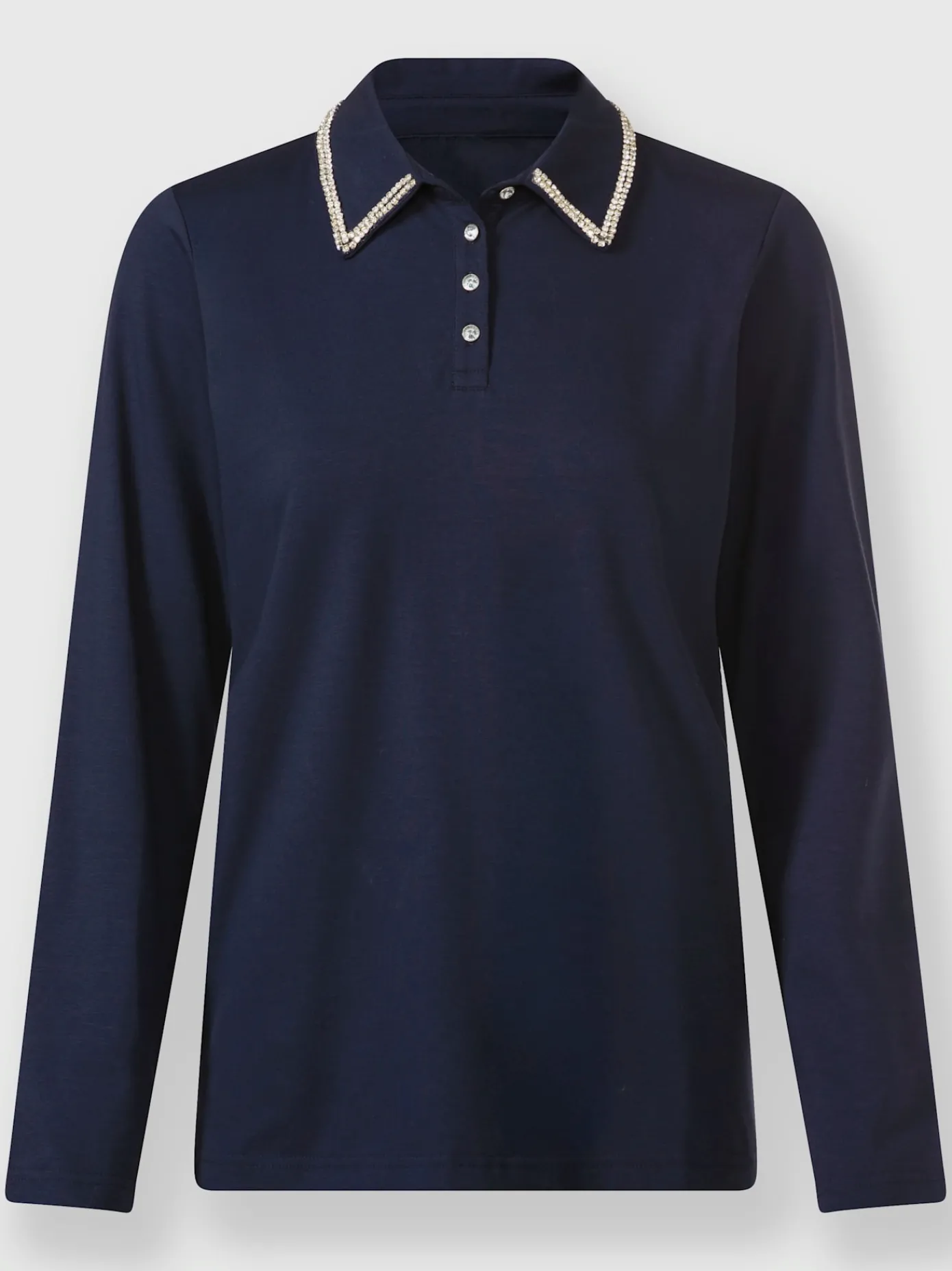 Ashley Brooke T-Shirts<Polo à manches longues pierres fantaisie sur le col