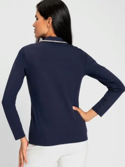 Ashley Brooke T-Shirts<Polo à manches longues pierres fantaisie sur le col