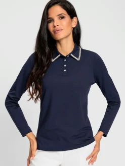 Ashley Brooke T-Shirts<Polo à manches longues pierres fantaisie sur le col