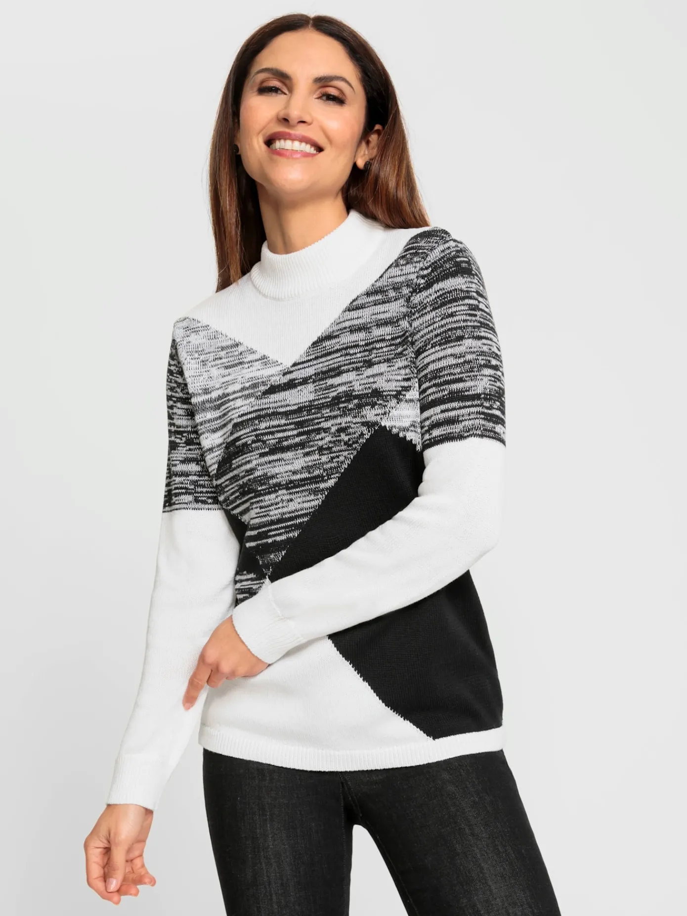 Pulls<Pull à col montant 50% coton