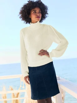 Linea Tesini Pulls<Pull à col montant finitions ondulées flatteuses