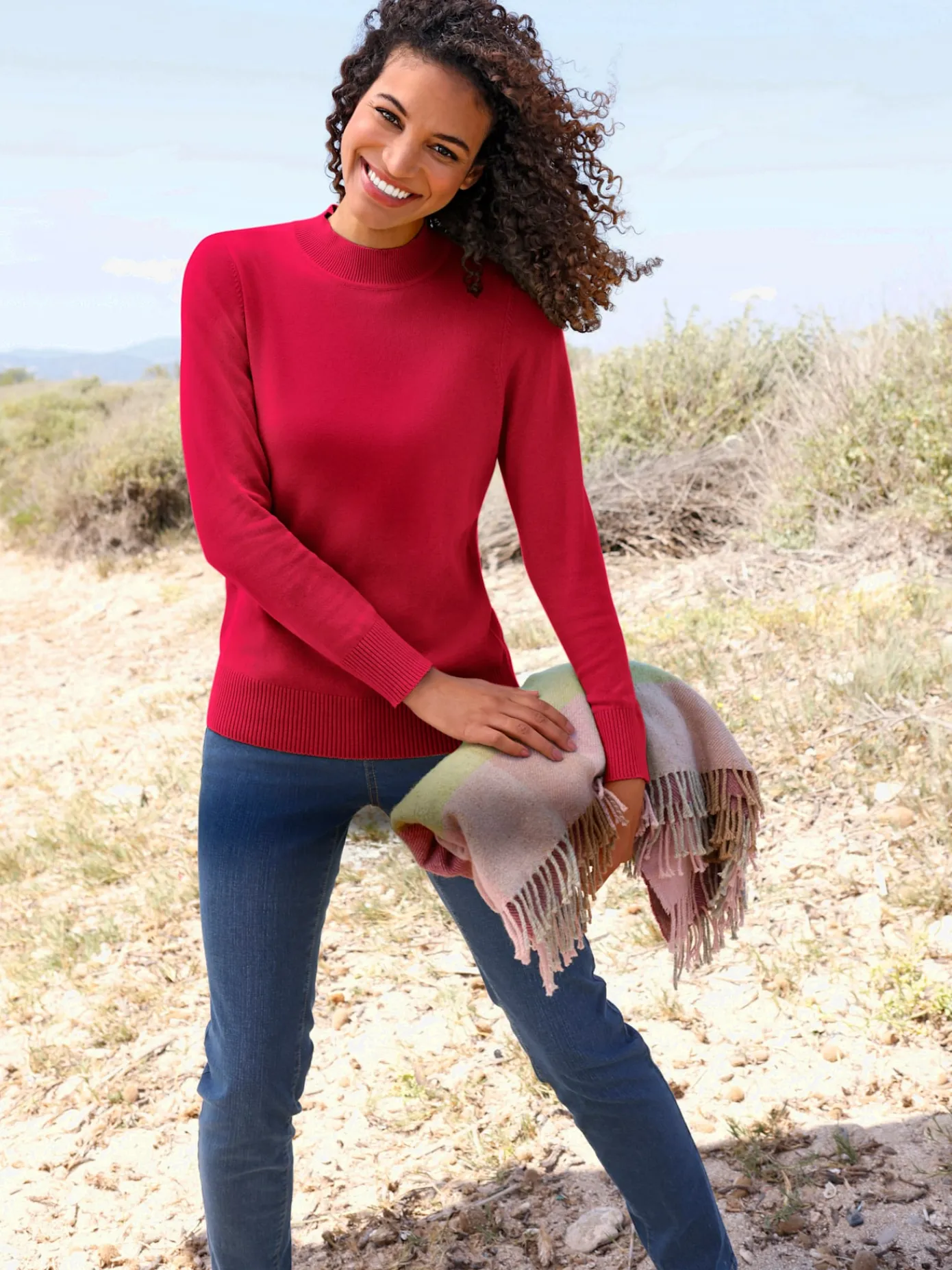 Collection L Pulls<Pull à col montant pur coton