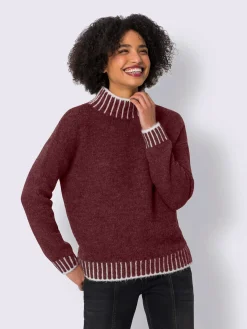 Linea Tesini Pulls<Pull à col montant rayures contrastées