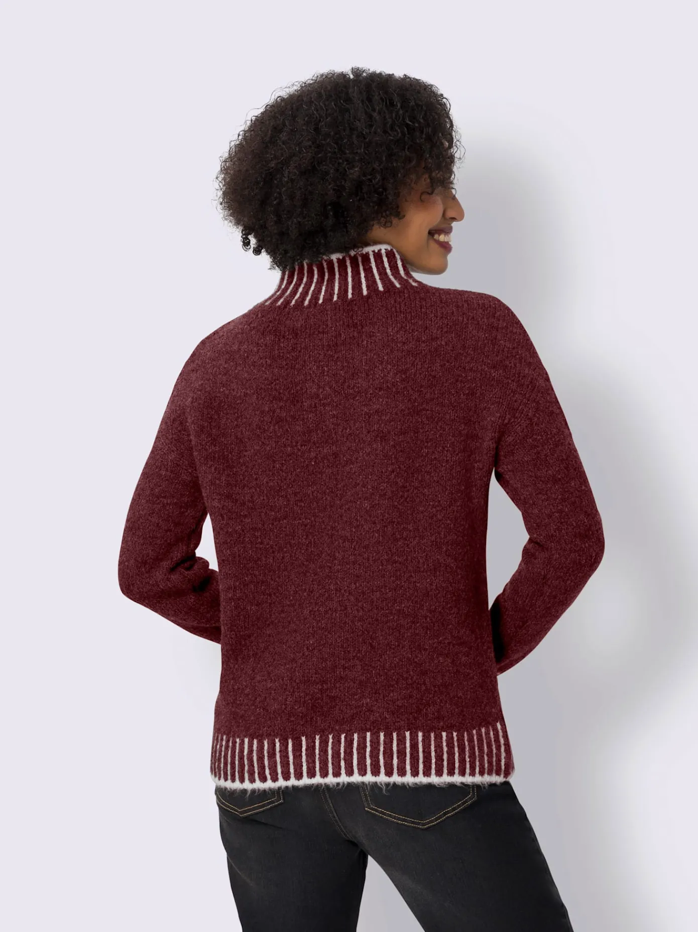 Linea Tesini Pulls<Pull à col montant rayures contrastées