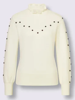 CREATION L PREMIUM Pulls<Pull à col montant superbe mélange de matières