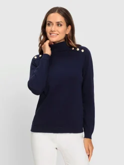 Ashley Brooke Pulls<Pull à col roulé beaux boutons fantaisie.